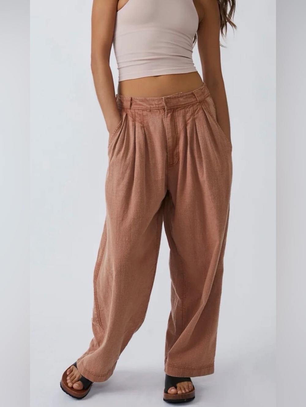 Free People Lotta Love Linen Trousers Pants